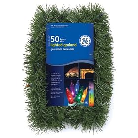 Good Tidings 84605 Garland Green Pine Roping 50 GE Multi-Colored Lights, 3-1/2-Inch by 12-Foot
