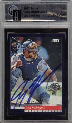 Ivan Rodriguez Autographed/Hand Signed 1993 Score Card #31 - Texas Rangers - Global Authenticated