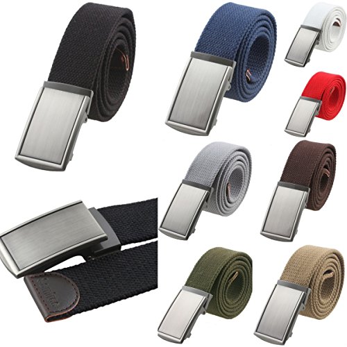 Samtree Mens Solid Color Military Style Canvas Web Automatic Buckle Belt