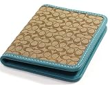 AUTHENTIC COACH SIGNATURE JACQUARD TRAVEL PICTURE FRAME/CREDIT/BUSINESS CARD HOLDER 60163 (Turquoise)