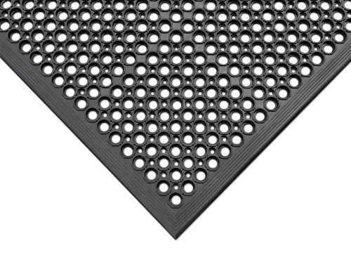 Rubber-Cal Dura-Chef Jr. Non-Slip Rubber Kitchen Mat - 1/2inch x 3ft x 5ft - Black