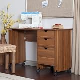 Beldin Mobile Sewing Desk - Walnut Color - Walnut