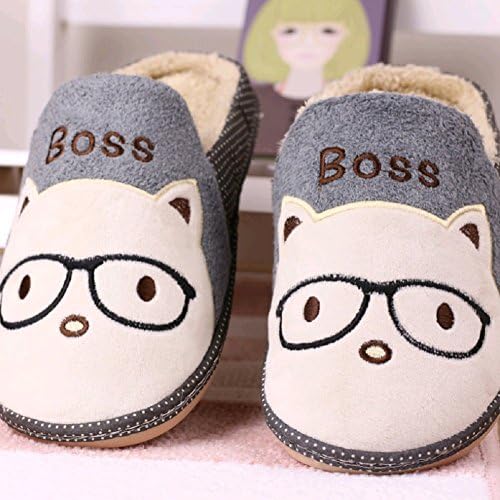 Women Girl Comfortable Cozy Panda House Shoes Microfiber Slipper Sloppers Cotton (Girls/ Womens Size: US7-8 (EUR38-39), Coffee) (US 8.5 -9, Grey Cat)
