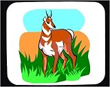 Decorated Mouse Pad with deer, prairie, antler, antelope, grass