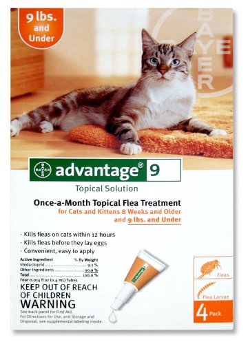 Advantage Once-A-Month Topical Flea Treatment for Cats & Kittens up to 9 Lbs (4 Applications)
