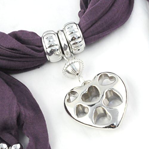 Huan Xun Womne's Purple Jewelry Scarf with Heart Pendant
