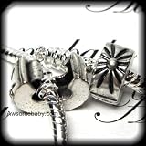 Clip Lock Stopper Bead " Sunburst " Fits Pandora Style Bracelets European Charm Bead Bracelets Free 1 Clear Silicone Rubber Stopper ring