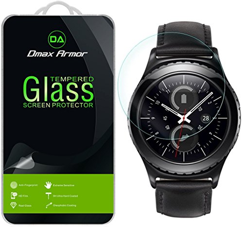 Samsung Gear S2 Classic Glass Screen Protector, [Updated Version Cover The Full Screen] Dmax Armor- Ballistics [Tempered Glass] Anti-Scratch, Anti-Fingerprint, Round Edge [0.3mm]- Retail Packaging