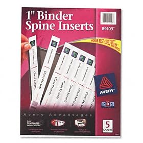 Avery Custom Binder Spine Inserts, 1 Spine Width, 8 Inserts per Sheet, 5 Sheets per Pack (89103) by 