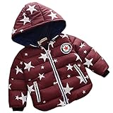 エフティーゾーン(Ftzone)子供服ベビー男の赤ちゃんの子供の男の子コート コットン 厚い服 綿防寒冷え取り冬物 ダウンジャケット ダウンコート上着防風(星) (L/身长100cm, 赤)
