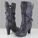 LEACH Mid Calf Slouchy Fashion Dress Boots Grey