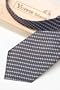 The Gordon Gekko Tie By Yuppie Island. Our Confident Stripe and Line Is Hand-tailored of 100% Silk. Brown with Blue Stripe and Line.
