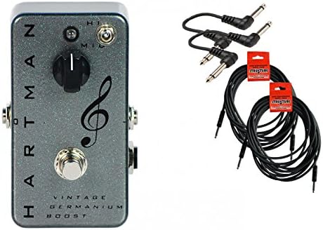 Hartman Electronics Vintage Germanium Treble Boost Bundle - 4 Items: 2x 18.6' Strukture Cables, 2x Hosa Patch Cables
