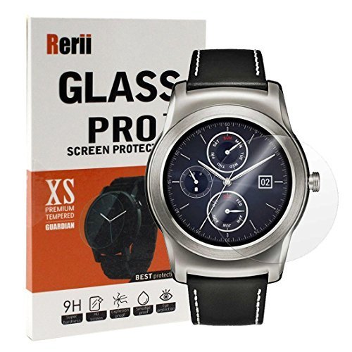 LG G Watch Urbane Screen Protector, Rerii Tempered Glass Screen Protector for LG G Watch Urbane 1st Generation W150, High Definition 9H Hardness 0.3mm Thickness Real Tempered Glass