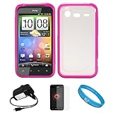 Durable Crystal Hard Case Cover with Pink Rubberized TPU Silicone Skin Edge ....
