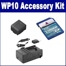 Panasonic WP10 Camcorder Accessory Kit includes: SDM-130 Charger, KSD2GB Memory Card, SDVWVBG130 Battery
