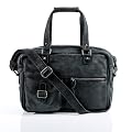 FEYNSINN borsa a tracolla SID: messenger bag portatile lavoro artigianale - saccoccia vera pelle nero vintage retro (36 x 23 x 13 cm)