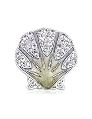 Sterling Silver and Cubic Zirconia Lavish Clam Shell Brooch