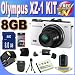Olympus XZ-1 10 MP Digital Camera with f1.8 Lens and 3-Inch OLED Monitor (White) + Extended Life Battery + 8GB SDHC Class 10 Memory Card + USB Card Reader + Memory Card Wallet + Deluxe Case w/Strap + Shock Proof Deluxe Case + Mini HDMI to HDMI Cable + Accessory Saver Bundle!