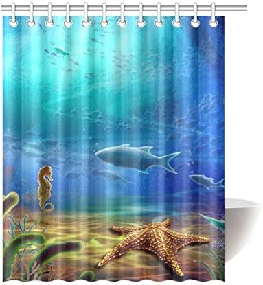 POEENG Custom Beautiful Under Sea Waterproof Polyester Shower Curtain 60"x72"