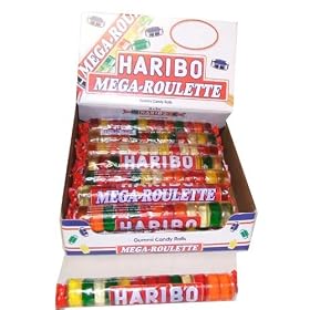 Haribo Gummi Candy,Mega Roulette Wheels Gummi Candy Rolls 18 2 Ounce Rolls