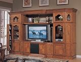 Whitley Bay Oak Expandable Entertainment Center for Big / Wide Screen TVs w/ TV Stand