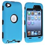 eForCity Hybrid Case compatible with Apple® iPod Touch® 4th Generation, Black Hard/ Sky Blue Skin