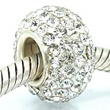 (Free S/H) Birthstone April Diamond Clear Swarovski Crystal spacer Bead Pandora Troll Chamilia Biagi Bead Compatible by Pro Jewelry