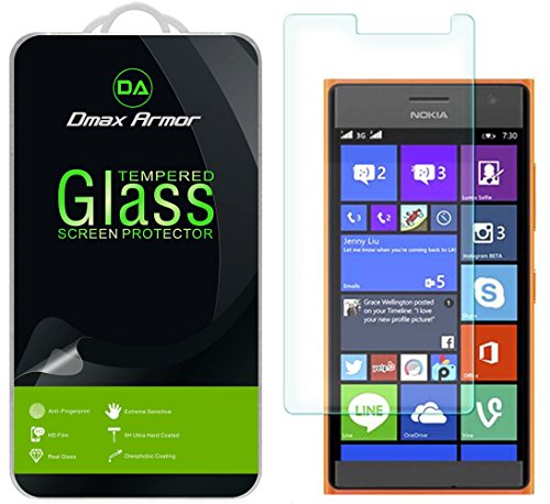 Lumia 735 Glass Screen Protector, Dmax Armor® Microsoft Lumia 735 Screen protector [Tempered Glass] Ballistics Glass, 99% Touch-screen Accurate, Anti-Scratch, Anti-Fingerprint, Round Edge [0.3mm] Ultra-clear [1 Pack]- Retail Packaging