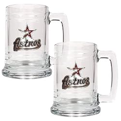 Houston Astros MLB 2pc 15oz Glass Tankard Set- Primary Logo by Great American Products