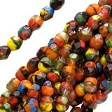 Czech Fire Polish Glass Beads 6mm Round Confetti Mix