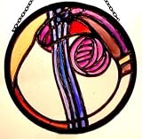 Charles Rennie Mackintosh Formal Rose Mauve Round in Stained Glass