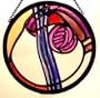Charles Rennie Mackintosh Formal Rose Mauve Round in Stained Glass