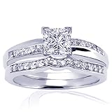 1 Ct Princess Cut Diamond Engagement Wedding Rings Set VS2-G CUT: VERY GOOD IGI