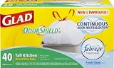 Glad Tall Kitchen Drawstring Fresh Clean Scent OdorShield Garbage Bags, 13 Gallon, 40 Count