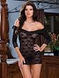 SeXy Sheer Black Stretch Lace Chemise Off Shoulders Matching Thong 2 Piece Set Valentine Sale
