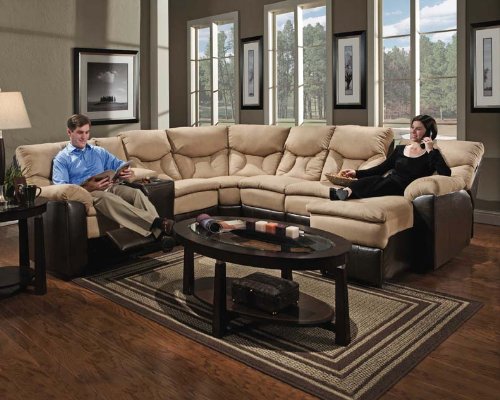 51YVY04ZO4L Mocha Microfiber Fabric Sectional Reclining Love Seat & Chaise