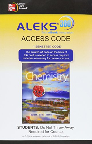 ALEKS 360 Access Card (1 Semester) for Introduction to Chemistry, by Rich Bauer, James Birk, Pamela Marks ALEKS 360 Access Card (1 Semester) for Introduction to Chemistry, by Rich Bauer, James Birk, Pamela Marks