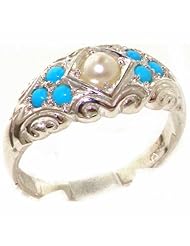 High Quality Solid 925 Sterling Silver Natural Pearl & Turquoise band Ring - Finger Sizes 4 to 12 Available