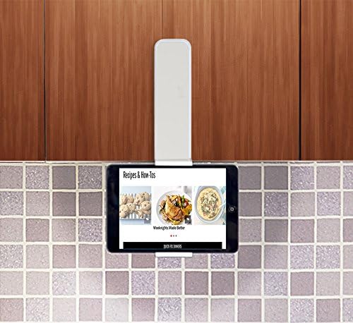 UHGOODS Adjustable Kitchen Wall Mount Stand / Holder for iPad Mini, All Smartphones and Tablets up to 8-inches in Width, Quick & Non-damaging Installation, Mounts Right Onto the Wall or a Cabinet to Keep Your Screen in Full View While You Cook, 3 Colors Available
