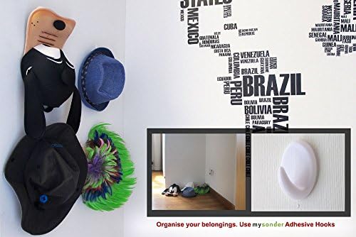 Best Self Adhesive Hooks From mysonder - Set Of 8 Hooks - Easy To Install And Remove - Strong & Durable Plastic Material - Money-Back Guarantee