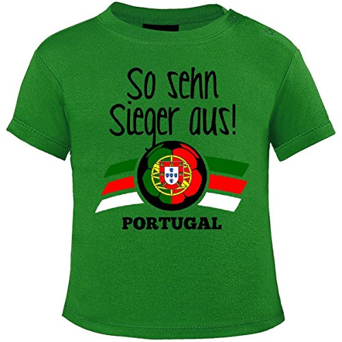 Mikalino Baby T-Shirt So sehn Sieger aus Portugal kurzarm, Farbe:green;Grösse:68/74