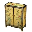 Handmade Asian Furniture - 29" Black & Gold Lacquer Chinese Storage Cabinet W/ Four Seasons Motif