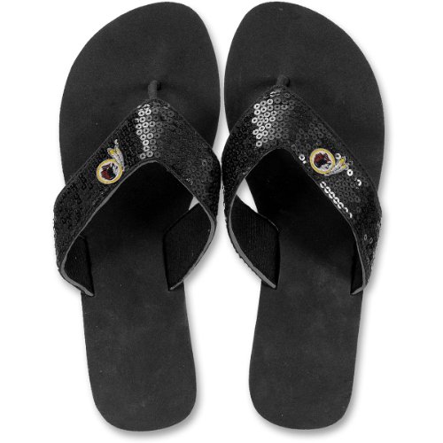 For Bare Feet Washington Redskins Women's Sequin Flip Flops Extra Small