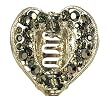 Hair Clip - H22 - Open Heart set with Swarovski (tm) Crystal Stones ~ Hematite (Gunmetal Gray / Grey)