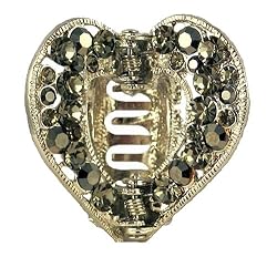 Hair Clip - H22 - Heart set with Swarovski (tm) Crystal Stones ~ Hematite (Gunmetal Gray) (ap)