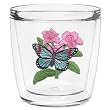 Butterfly w/Pink Flowers 12 oz Double-Old-Fashioned Insulated Beverage Tumbler, Clear