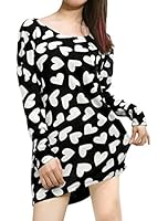 Allegra K Women Scoop Neck Skull Print Irregular Hem Loose Blouse