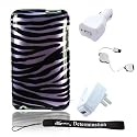 Unique Premium HardShell Durable Zebra Snap On Case For Apple iPod Touch iTouch 2G 2nd Gen Generation 8GB 16GB 32GB and for New iPod Touch 3G 3rd Gen 32GB 64GB + 3 in 1 Combo Travel Kit Retractable USB, Home and Car Charger included + Includes a 4-inch eBgivalue Determination Hand Strap (Purple Zebra)
