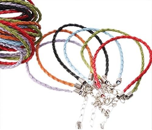 36pcs Mixed Color Charms Assorted Imitation Leather Braided Lobster Bracelet Cord